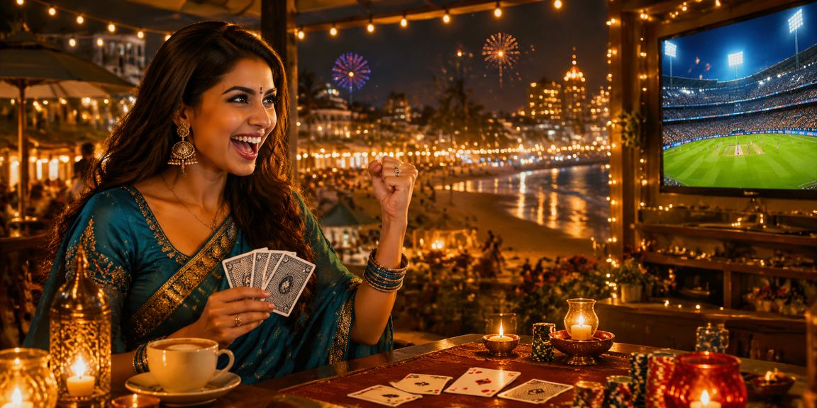Indian woman playing Teen Patti on mobile